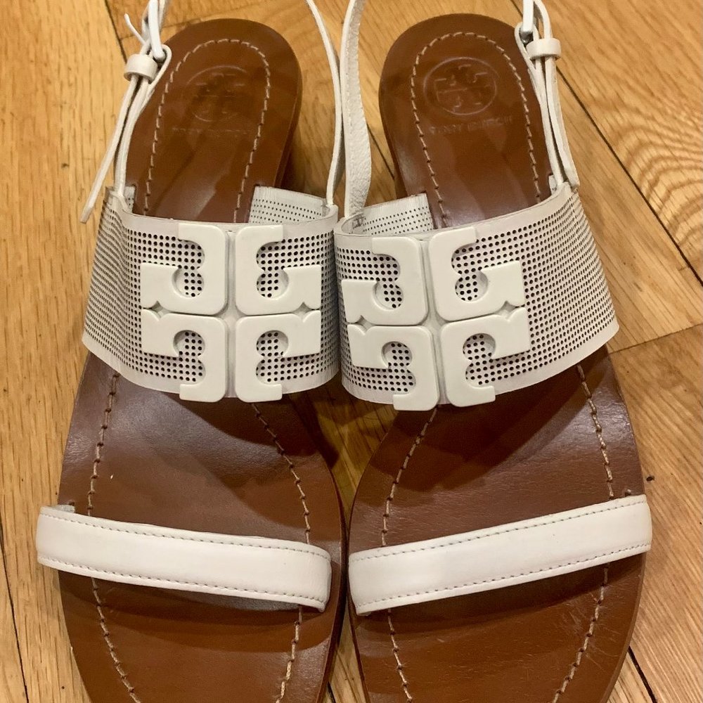 Tory  Burch White Sandals, Size 8.5